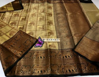 Kora tissue weaved sarees with contrast blouse (1)
