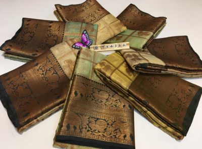 Kora tissue weaved sarees with contrast blouse (2)