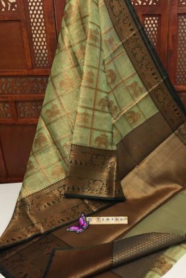 Kora tissue weaved sarees with contrast blouse (5)