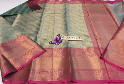 Kora with tissue weaved sarees with contrast border (14)