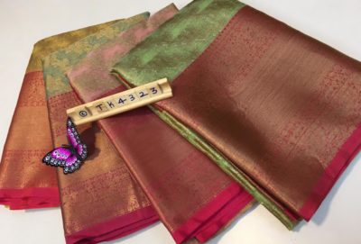 Kora with tissue weaved sarees with contrast border (23)