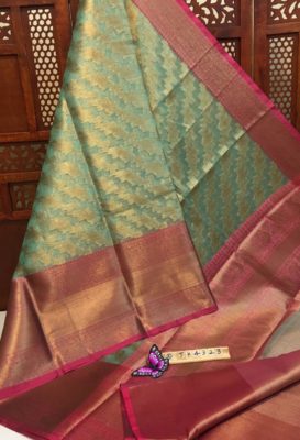Kora with tissue weaved sarees with contrast border (8)