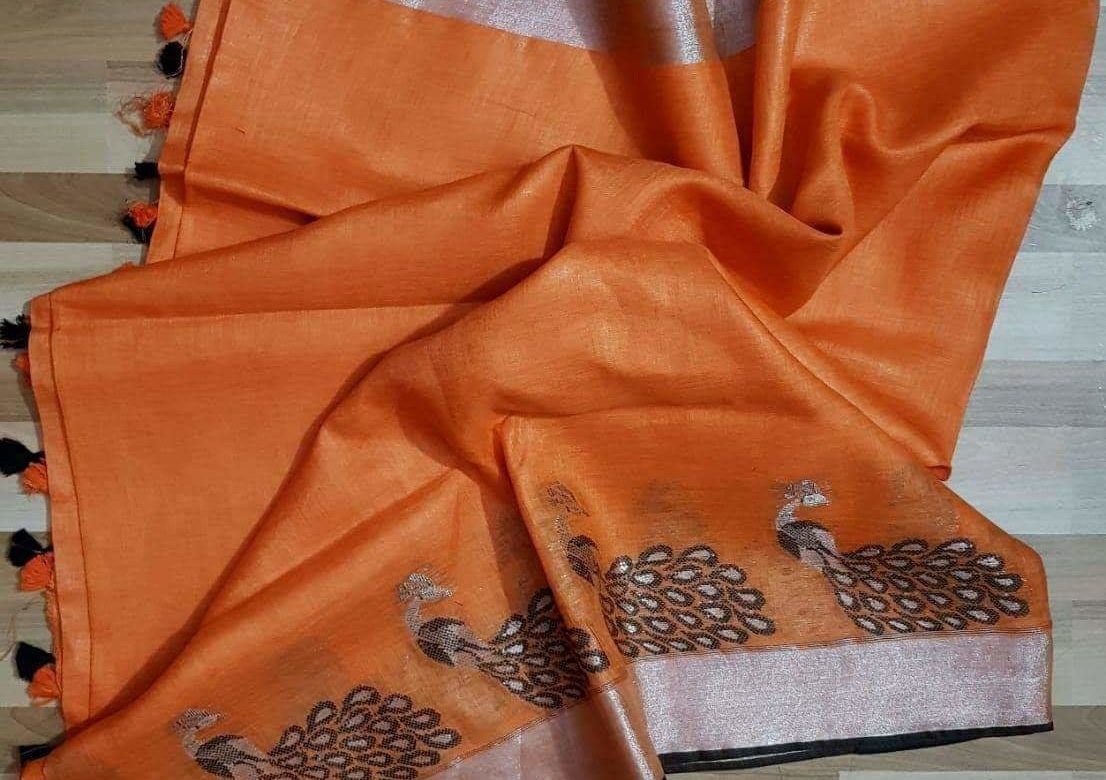 Linen jacquard weaving designs with blouse (10)