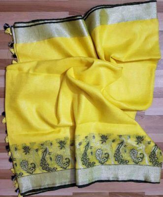 Linen jacquard weaving designs with blouse (14)