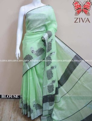Linen jacquard weaving designs with blouse (5)