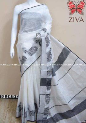 Linen jacquard weaving designs with blouse (6)