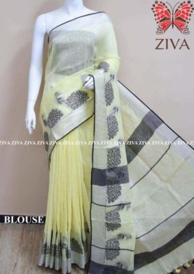 Linen jacquard weaving designs with blouse (7)