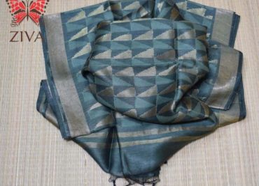 Linen silk jamdhani sarees with blouse (7)