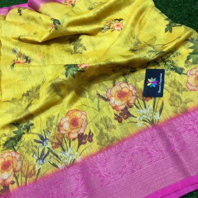Pure banarasi linen sarees with blouse (2)