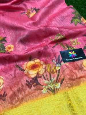 Pure banarasi linen sarees with blouse (4)