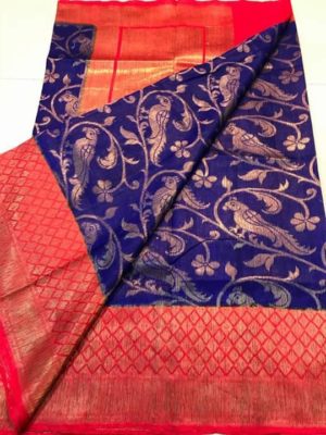 Pure dupion silk sarees with blouse (1)