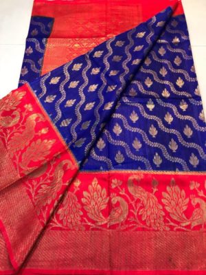 Pure dupion silk sarees with blouse (5)
