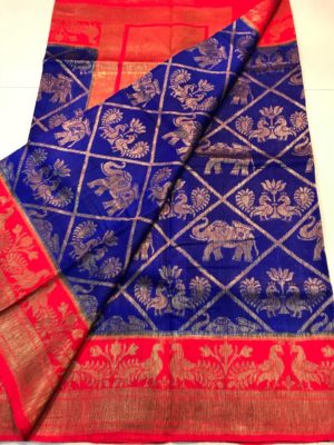 Pure dupion silk sarees with blouse (7)