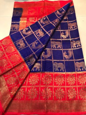 Pure dupion silk sarees with blouse (9)