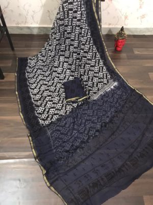 Pure georgette handblock printed sarees with blouse (17)