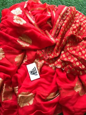 Pure georgette sarees with brocade butis (17)
