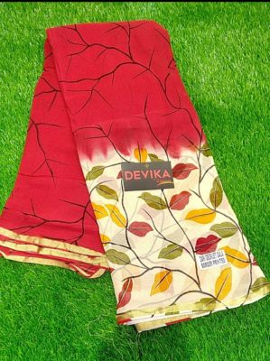 Pure georgette sarees with prints with blouse (11)