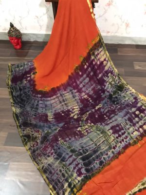 Pure georgette shibori sarees with blouse (2)