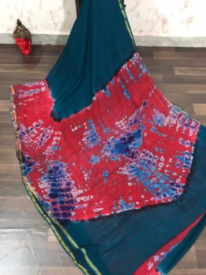 Pure georgette shibori sarees with blouse (3)