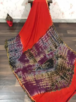 Pure georgette shibori sarees with blouse (4)