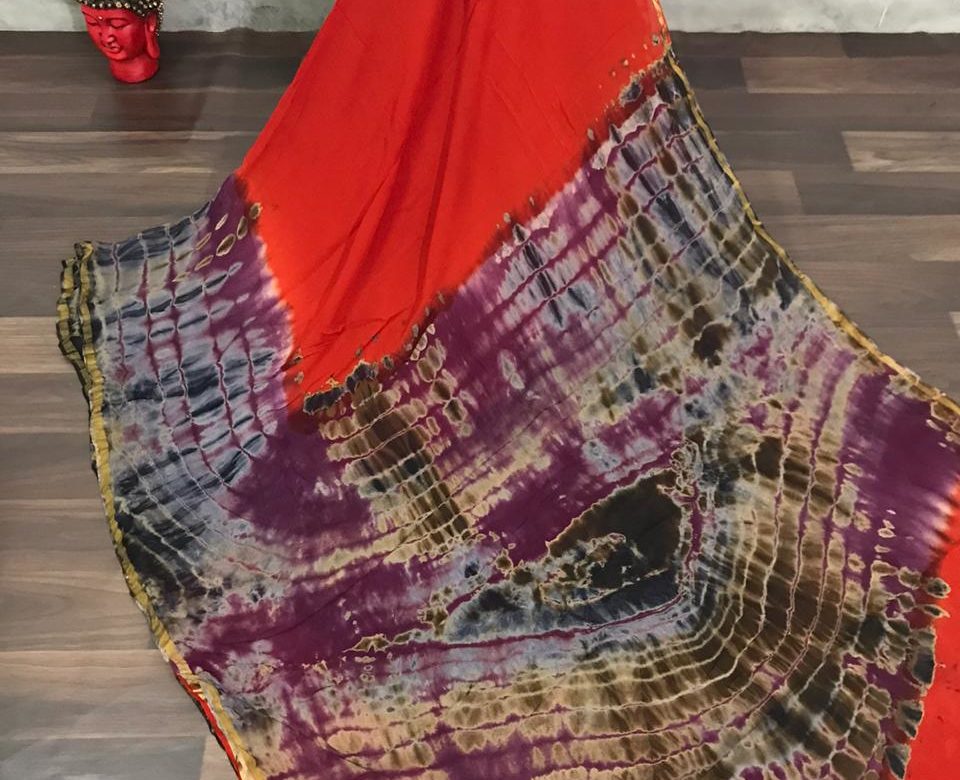 Pure georgette shibori sarees with blouse (4)