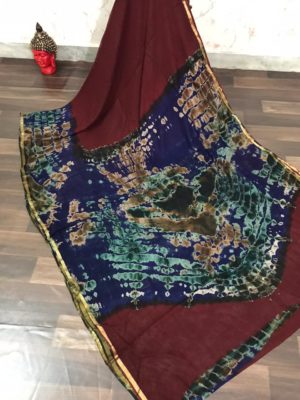 Pure georgette shibori sarees with blouse (5)