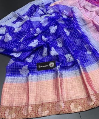 Pure handloom soft organza sarrees with blouse (14)