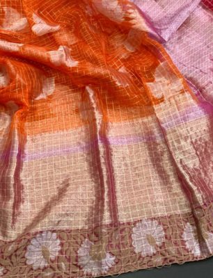 Pure handloom soft organza sarrees with blouse (4)