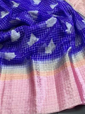 Pure handloom soft organza sarrees with blouse (8)