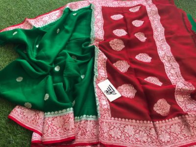 Pure khaddi georgette sarees with contrast border (10)