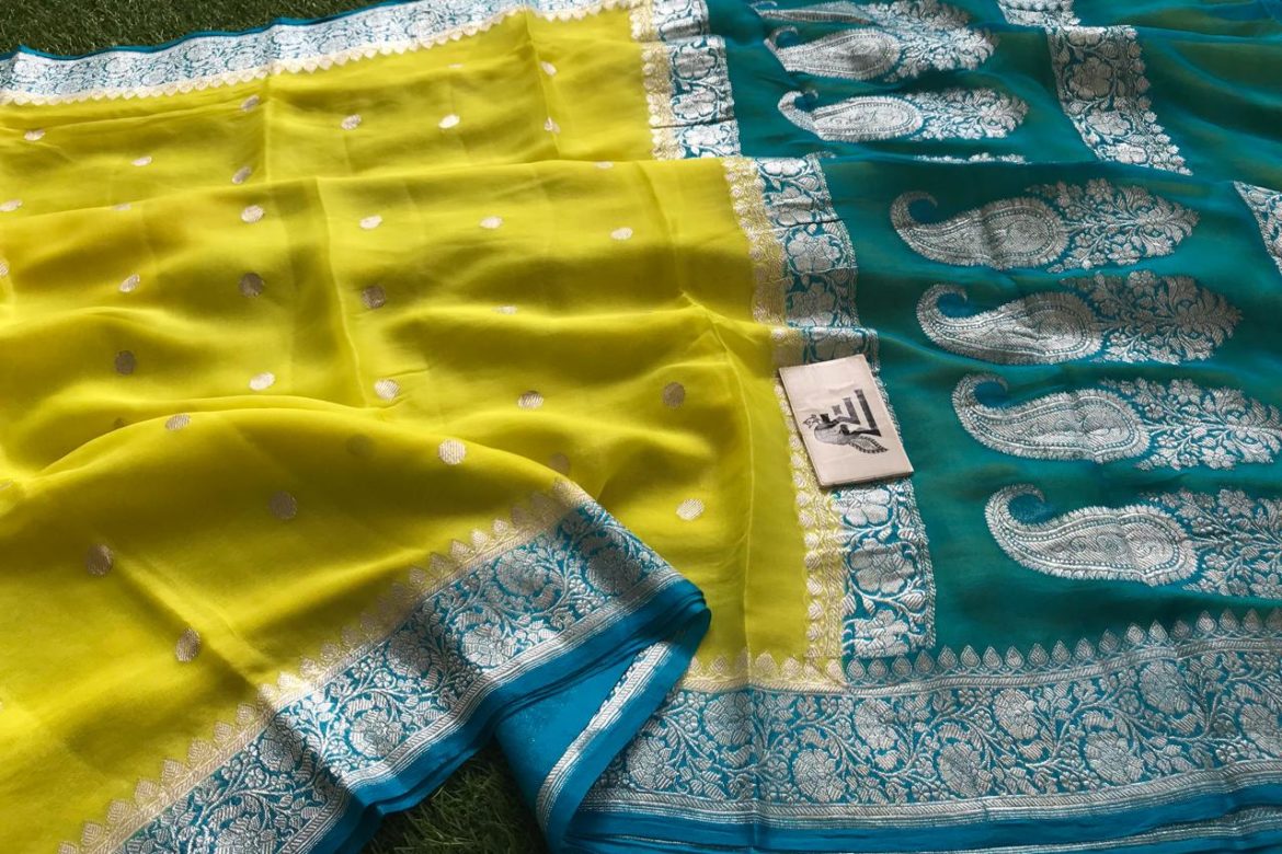 Pure khaddi georgette sarees with contrast border (11)