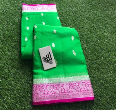 Pure khaddi georgette sarees with contrast border (6)