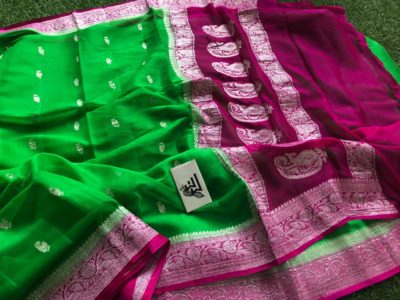 Pure khaddi georgette sarees with contrast border (7)