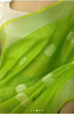 Pure linen buta design sarees with running blouse (1)