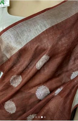Pure linen buta design sarees with running blouse (10)
