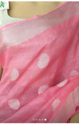 Pure linen buta design sarees with running blouse (2)