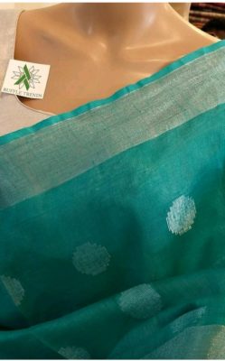 Pure linen buta design sarees with running blouse (4)
