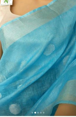 Pure linen buta design sarees with running blouse (5)