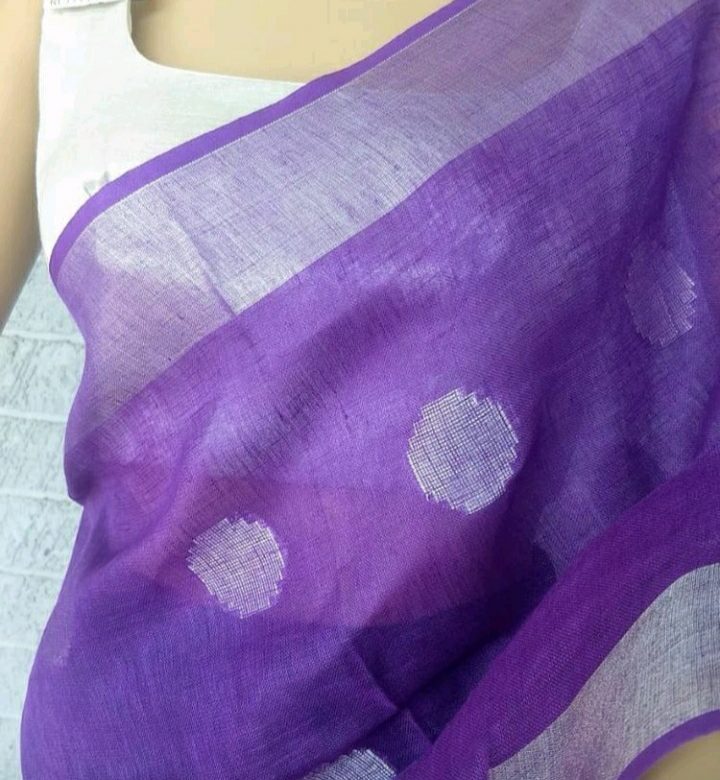 Pure linen buta design sarees with running blouse (6)