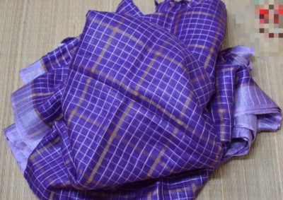 Pure linen checks sarees with running blouse (12)