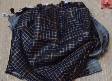 Pure linen checks sarees with running blouse (14)