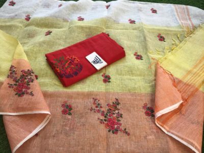 Pure linen embroidary dress materials (1)