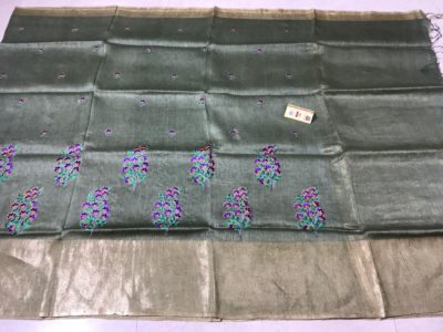 Pure linen silk with machine work embroidary work (1)