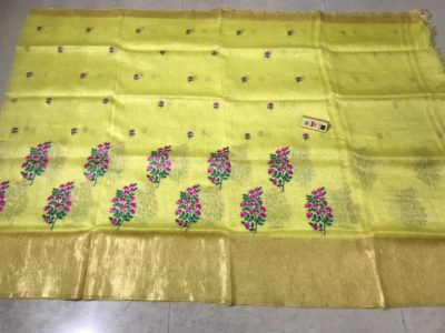 Pure linen silk with machine work embroidary work (2)
