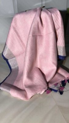Pure linen with silver border sarees (2)