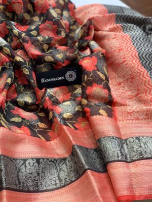 Pure organza sarees with brocade blouse (1)