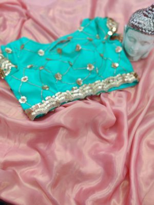 Pure shimmer georgette sarees with blouse (3)