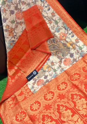 Pure sowbhagya pattu sarees with kalamkari print (2)