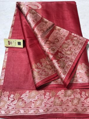 Pure tussar silk plain saree with weaving border (3)