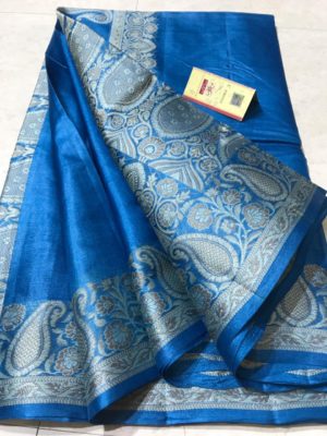 Pure tussar silk plain saree with weaving border (7)